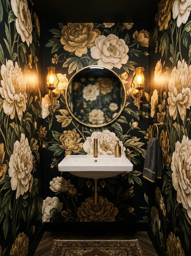 Small Powder Room Wallpaper