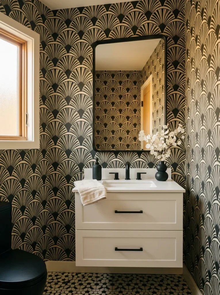 Small Powder Room Wallpaper