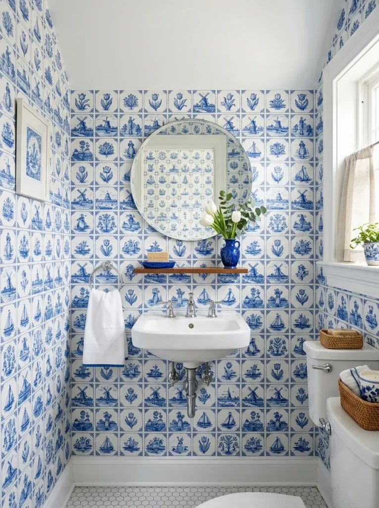Small Powder Room Wallpaper