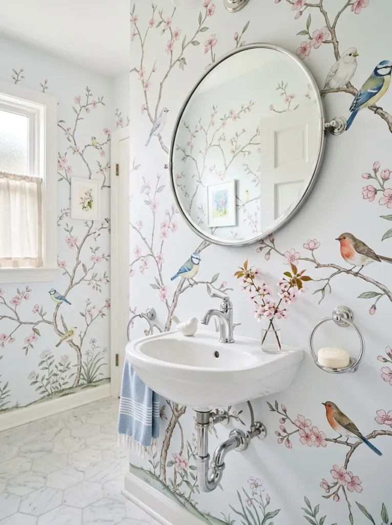 Small Powder Room Wallpaper
