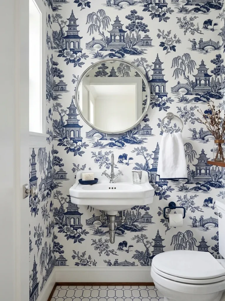 Small Powder Room Wallpaper