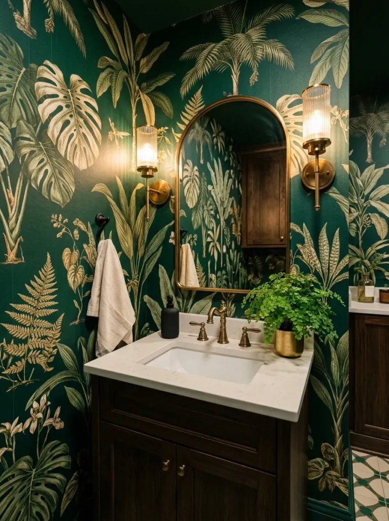 Small Powder Room Wallpaper