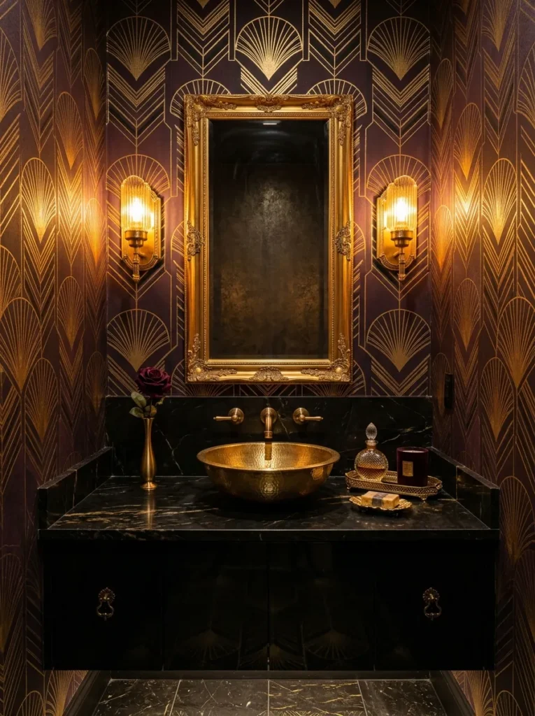 Small Powder Room Wallpaper