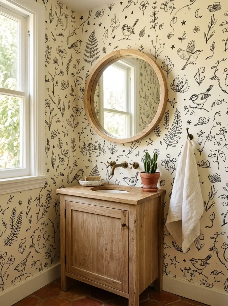 Small Powder Room Wallpaper