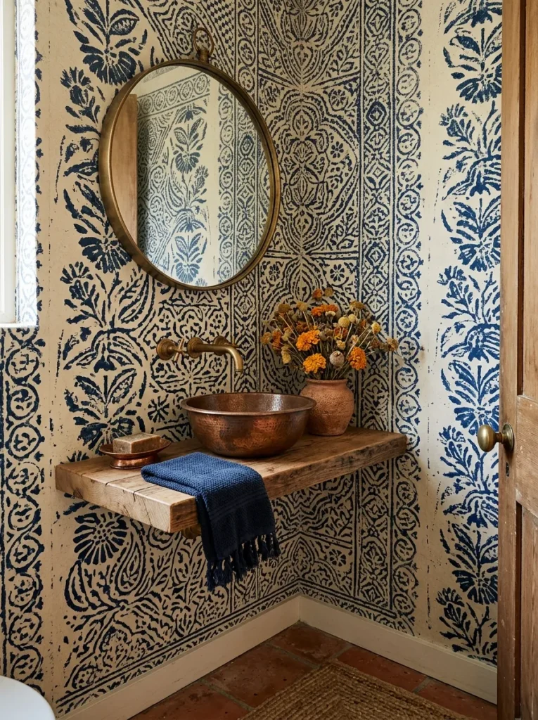 Small Powder Room Wallpaper