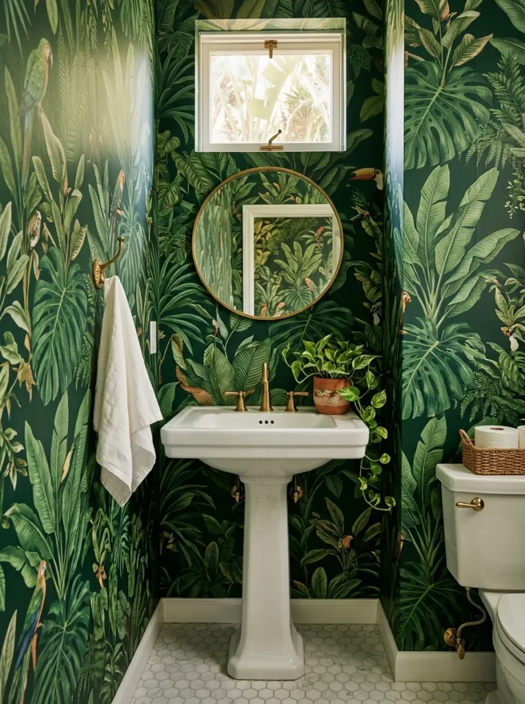 Small Powder Room Wallpaper