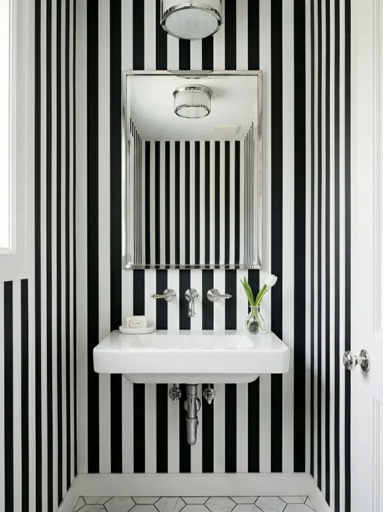 Small Powder Room Wallpaper