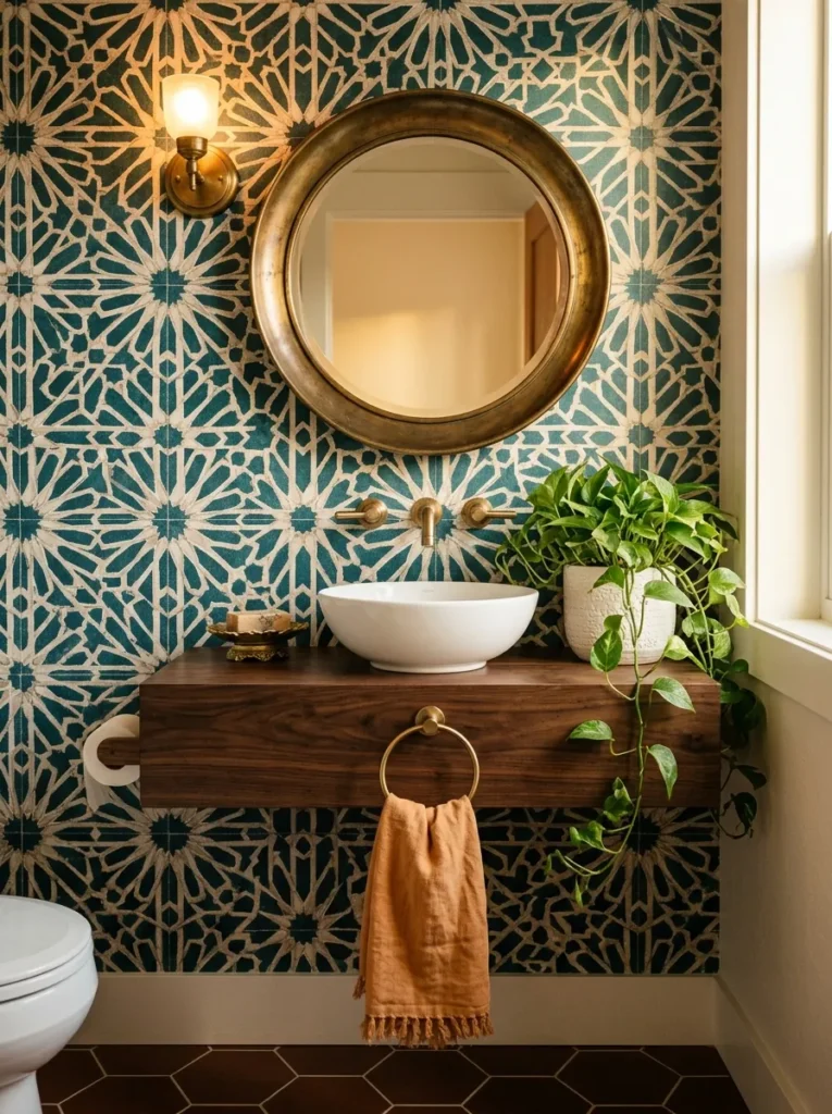 Small Powder Room Wallpaper